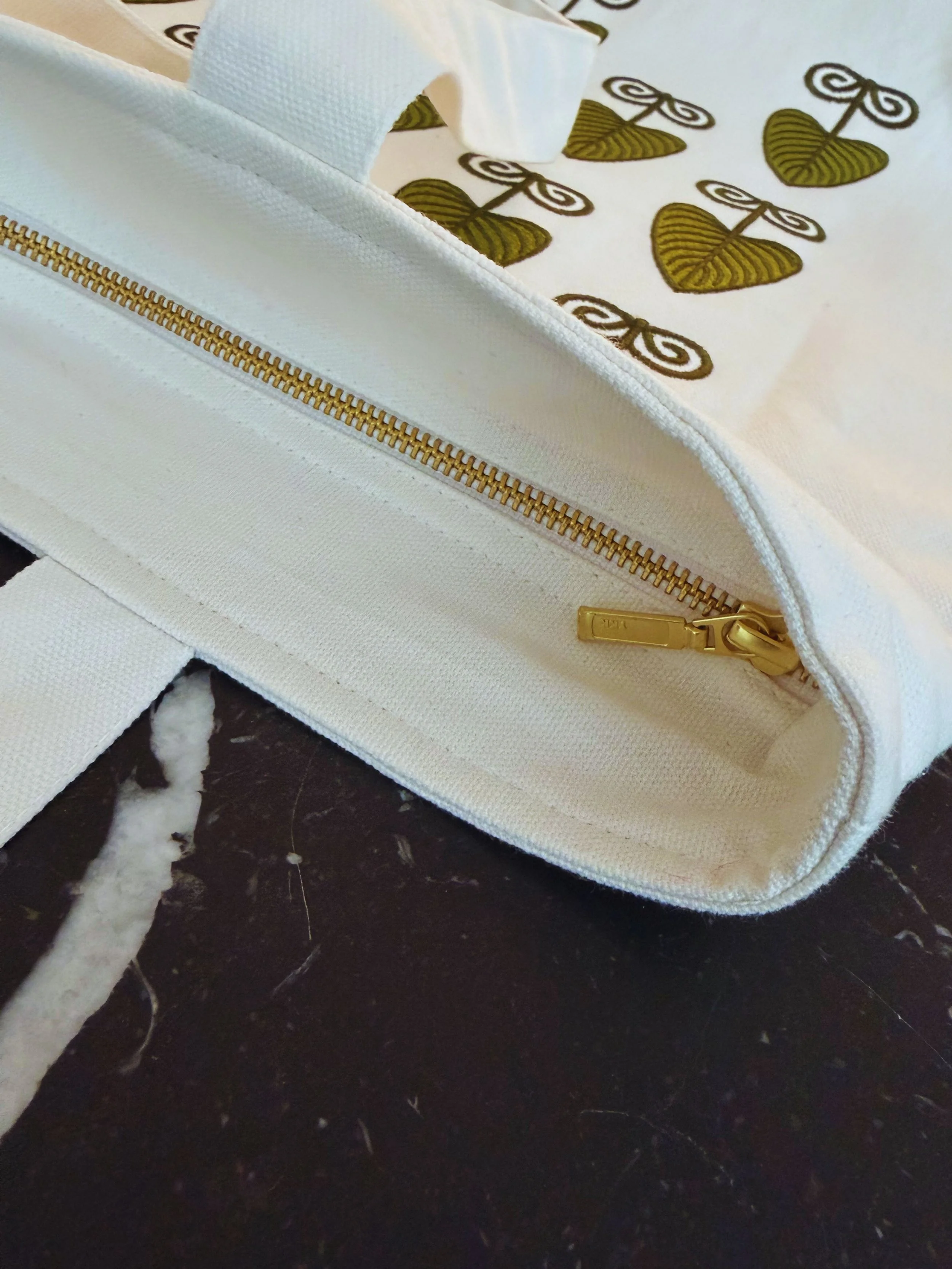 Quality Designer Cotton Shopper Tote Embroidered with Baadiyah design motif and YKK zip closure