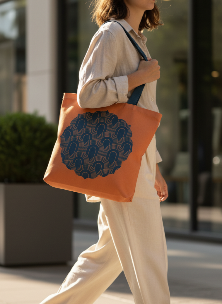 Bombay Deco Studio Tote, perfect for daily use, high quality precision digital print on cotton. Designed and made in the UK.