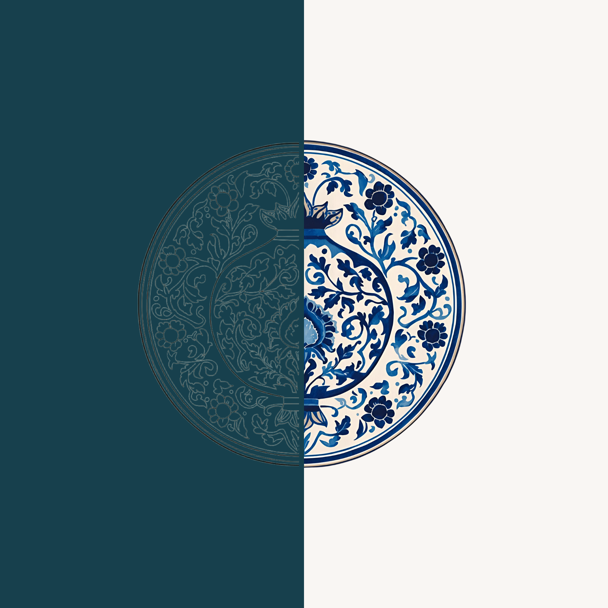 A design sketch from BOMBAY DESIGN CO. named Blu Pietra which is rooted in Mediterranean tradition, this design draws inspiration from sunlit ceramics and coastal tilework.