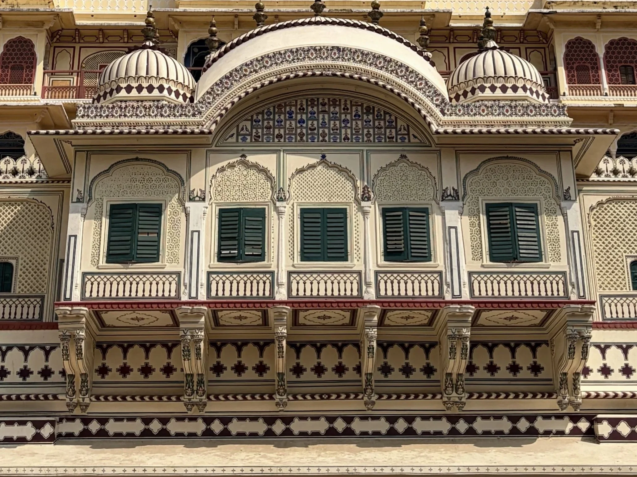 Detailed Jali work can be seen on the walls of City Palace of Jaipur