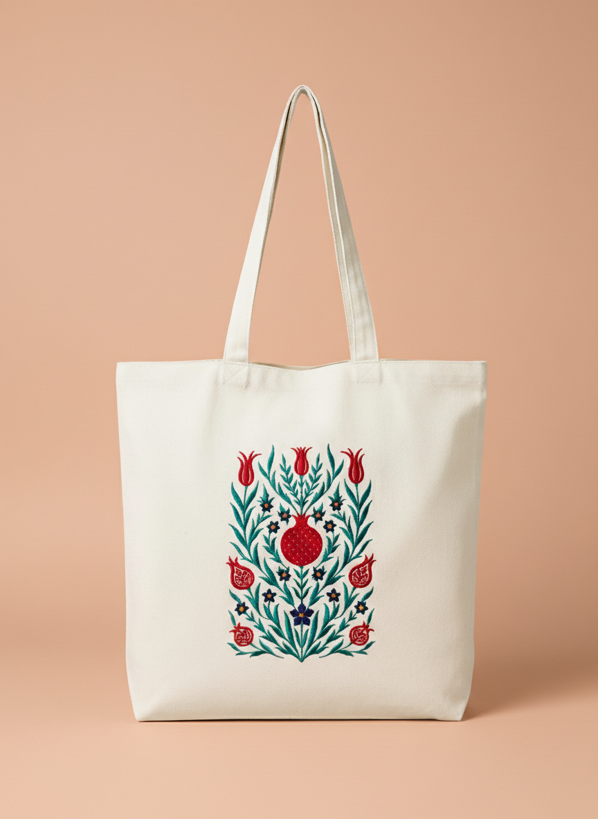Jardin Nar Cotton Shopper Tote Bag with Embroidery