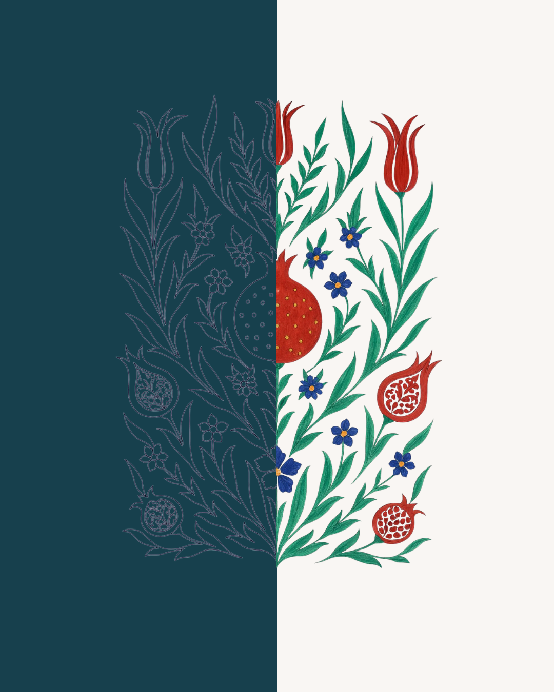 A design sketch from BOMBAY DESIGN CO. named Jardin Nar inspired from the tulip gardens of Türkiye.
