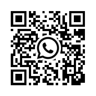 A QR code with the WhatsApp logo in the center.