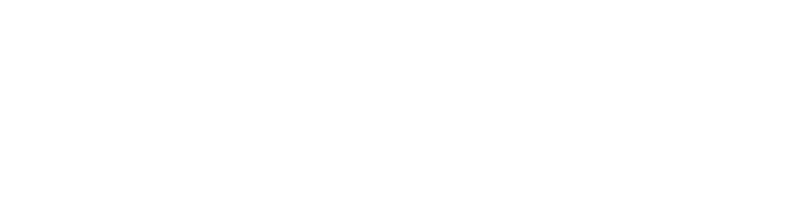 Text reading 'Czech Atelier' on a black background