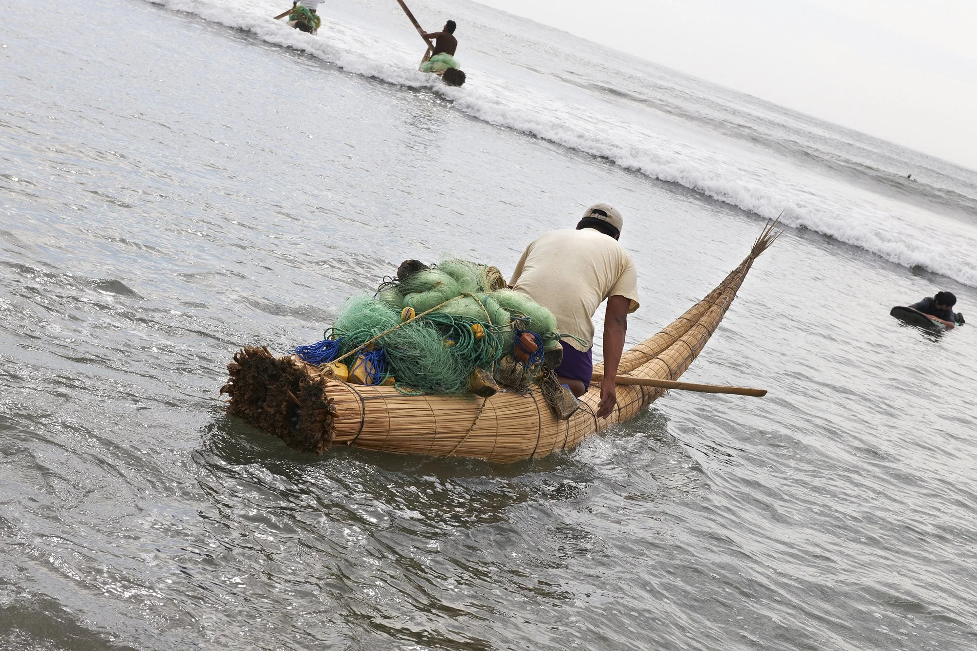 Traditional fishing boat made of reeds