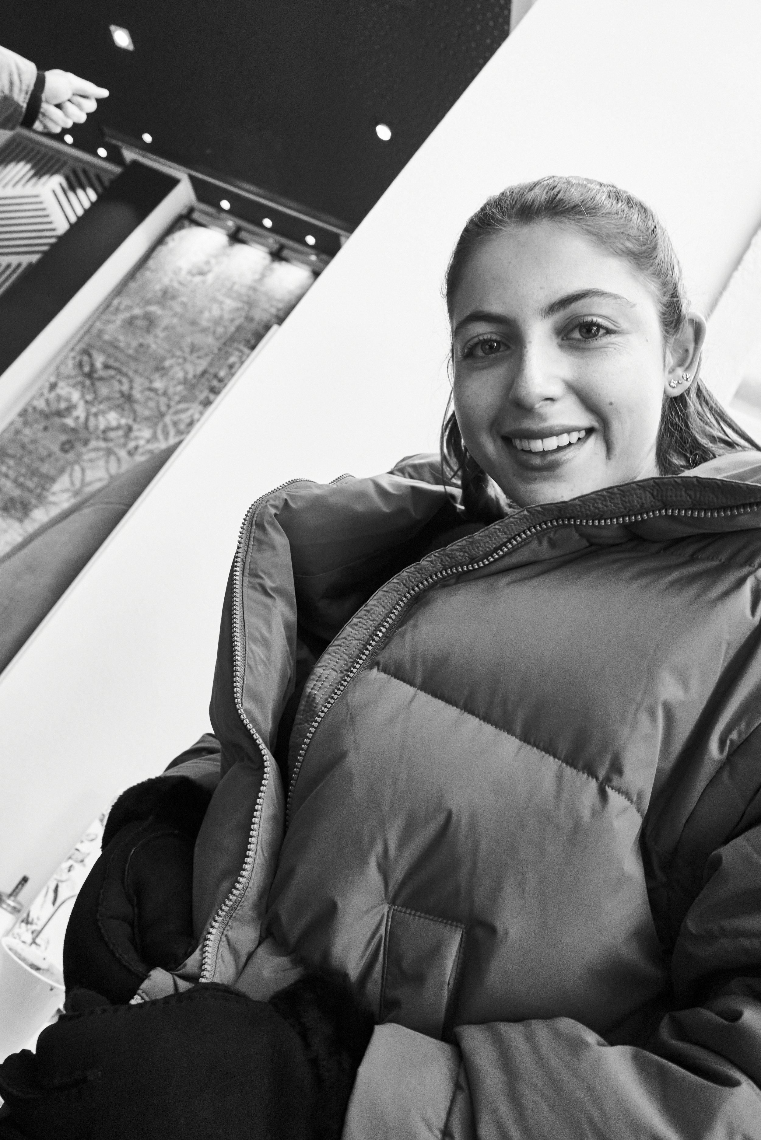 A young lady in a café