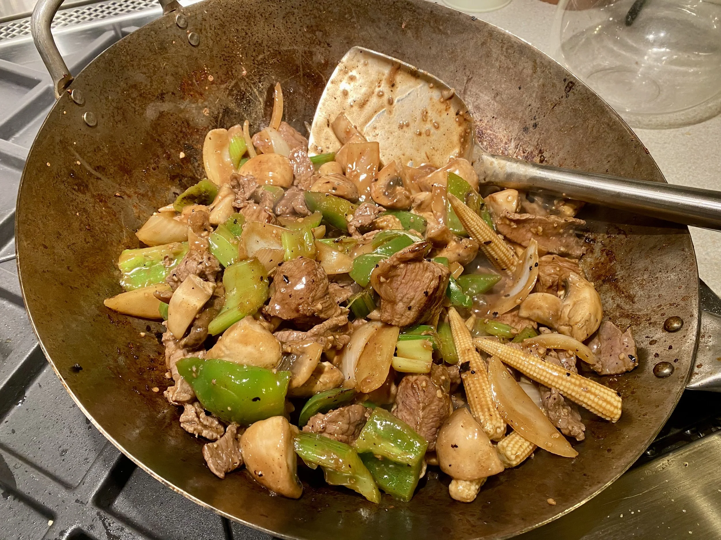 Green pepper and steak stir fry