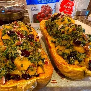 Cranberry-stuffed butternut squash