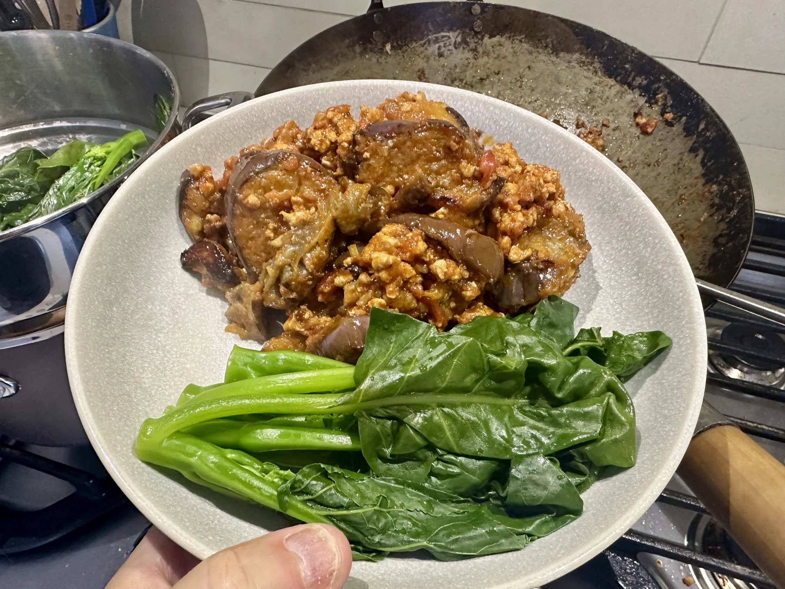 Keto moussaka with greens 