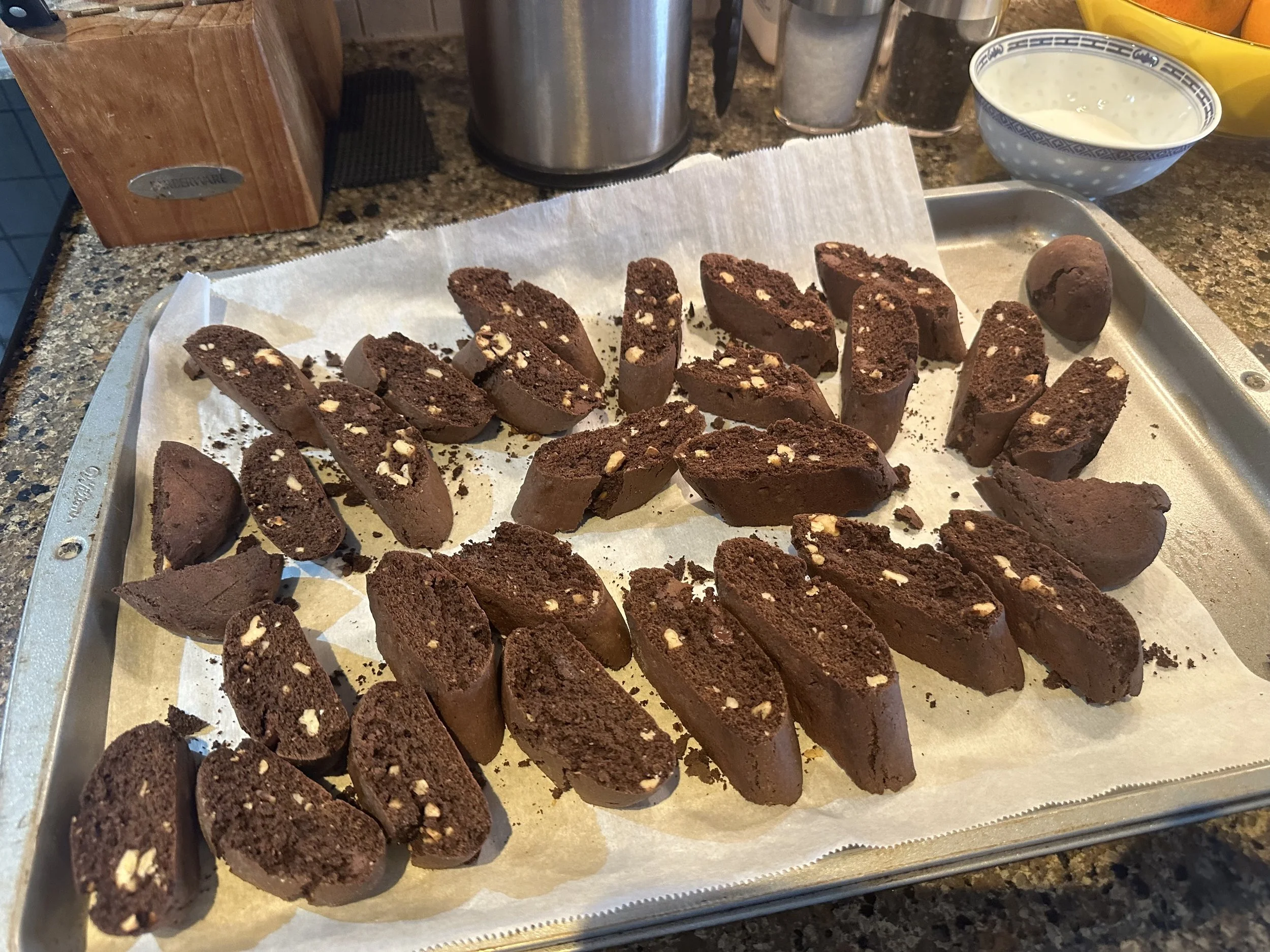 Double chocolate biscotti with almond