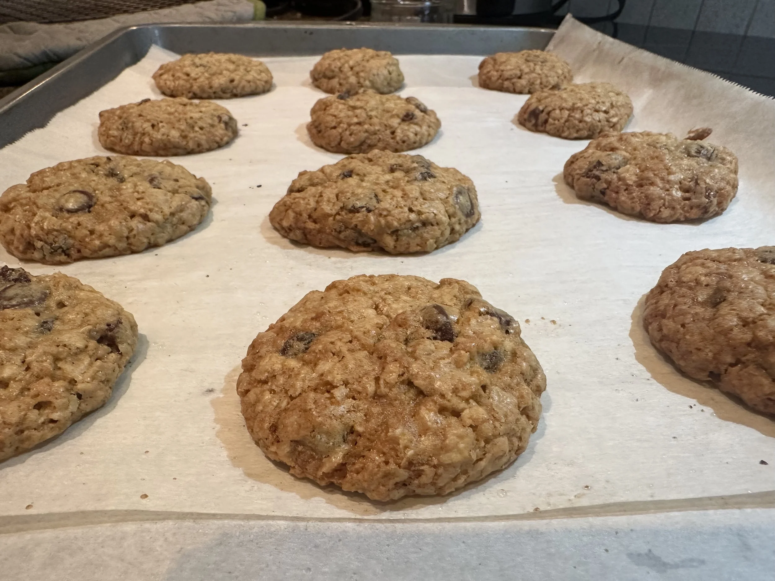 Chewy oatmeal chocolate cookies