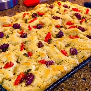 Home made Mediterranean focaccia 