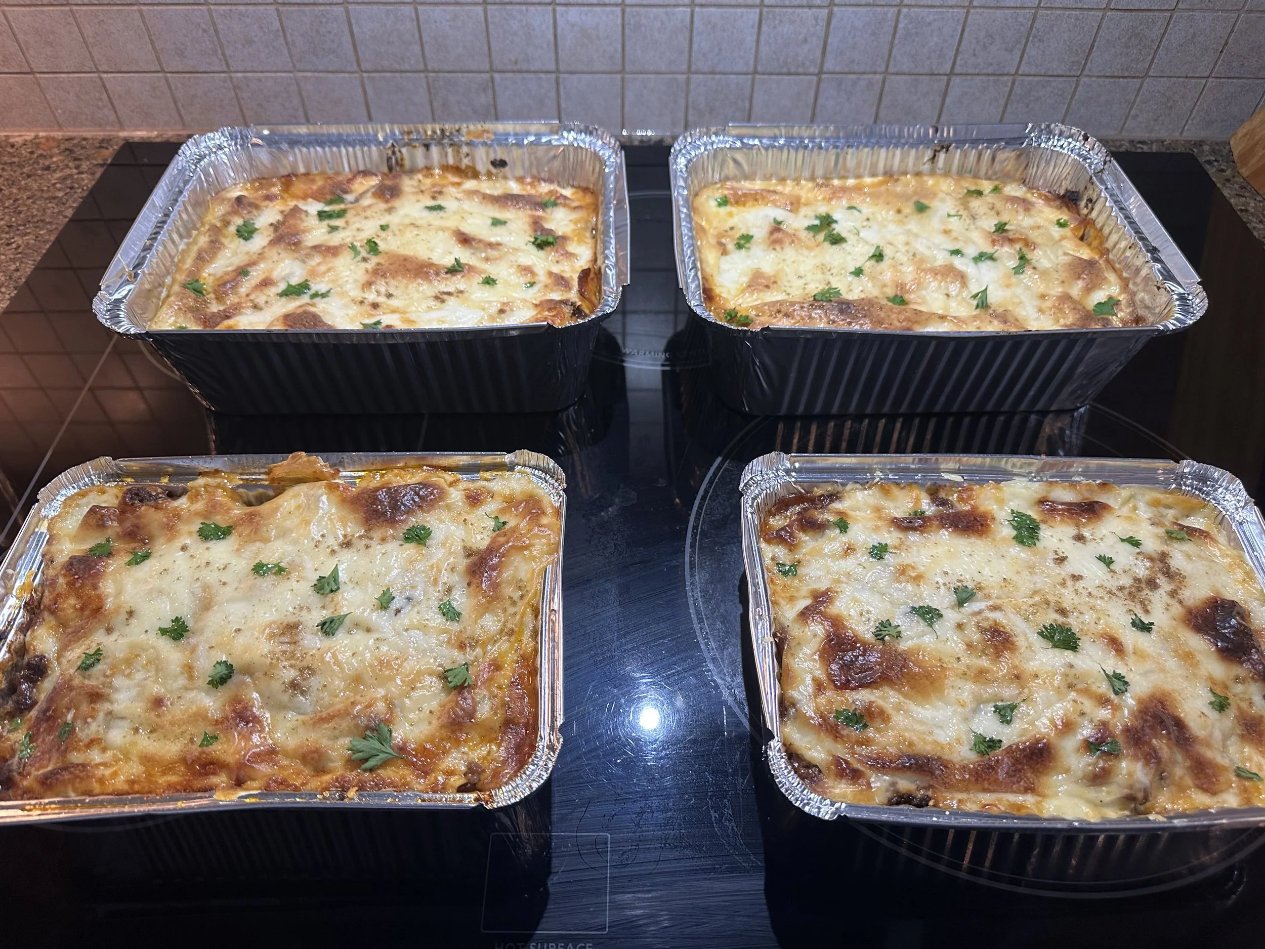 Portioned moussaka (freezer ready)