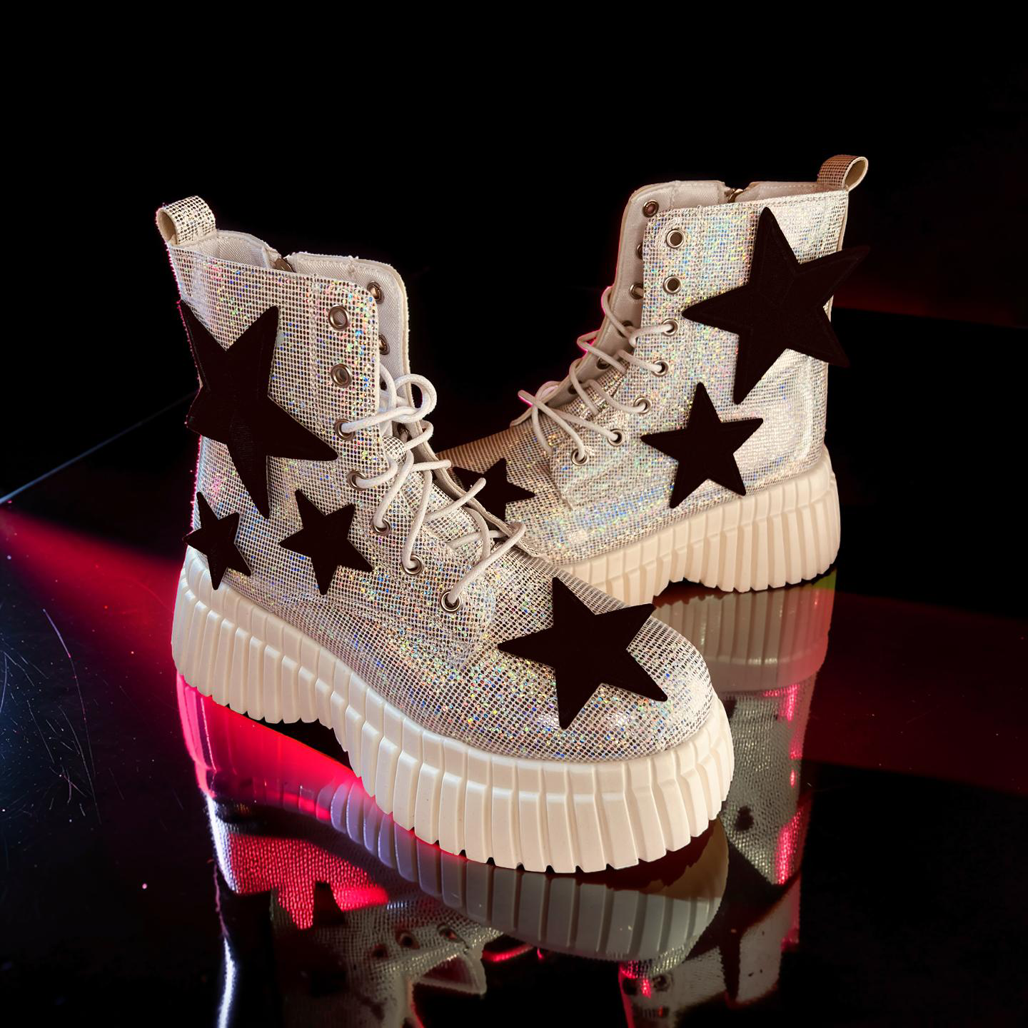 Star Glitter Platform Boots