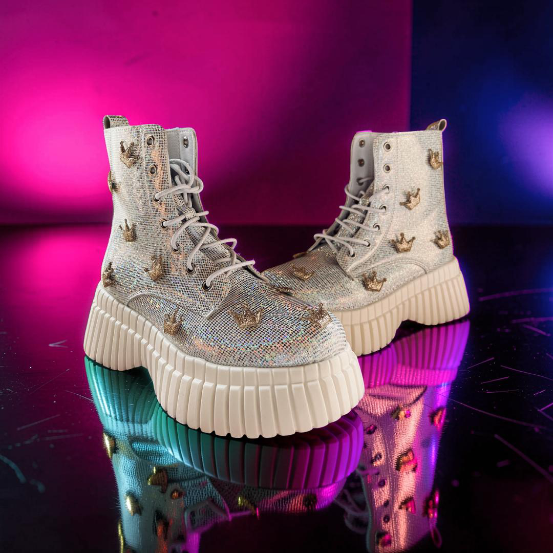 Crown Crystal Platform Boots