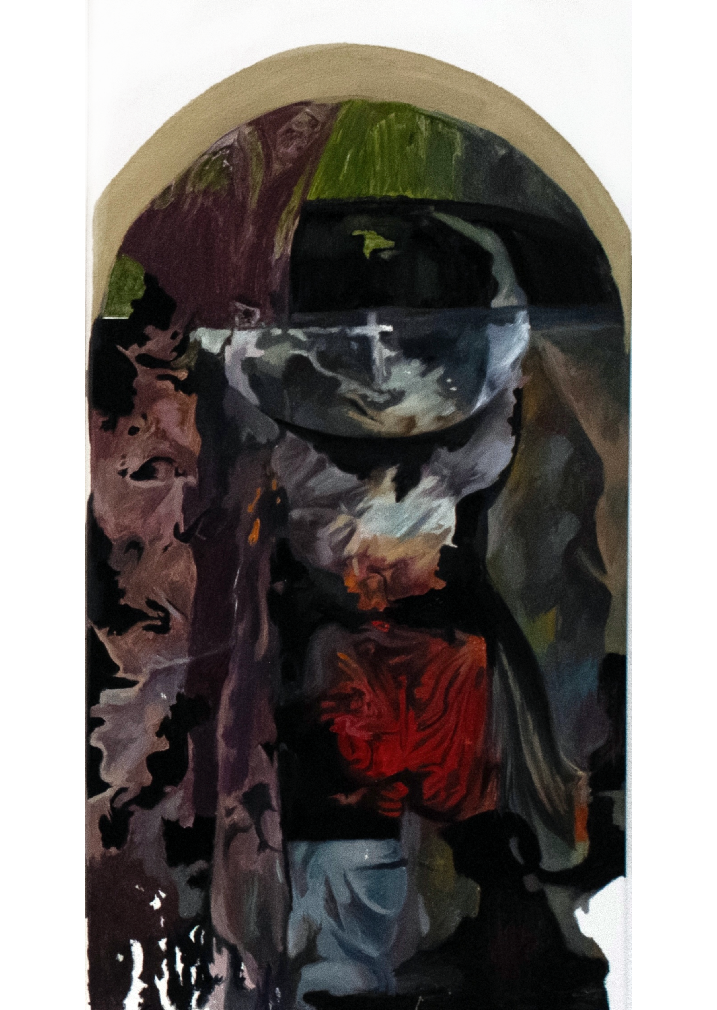 ﻿﻿﻿﻿Deliver Us From Evil, 2025. Oil on canvas —70x40﻿﻿﻿ cm