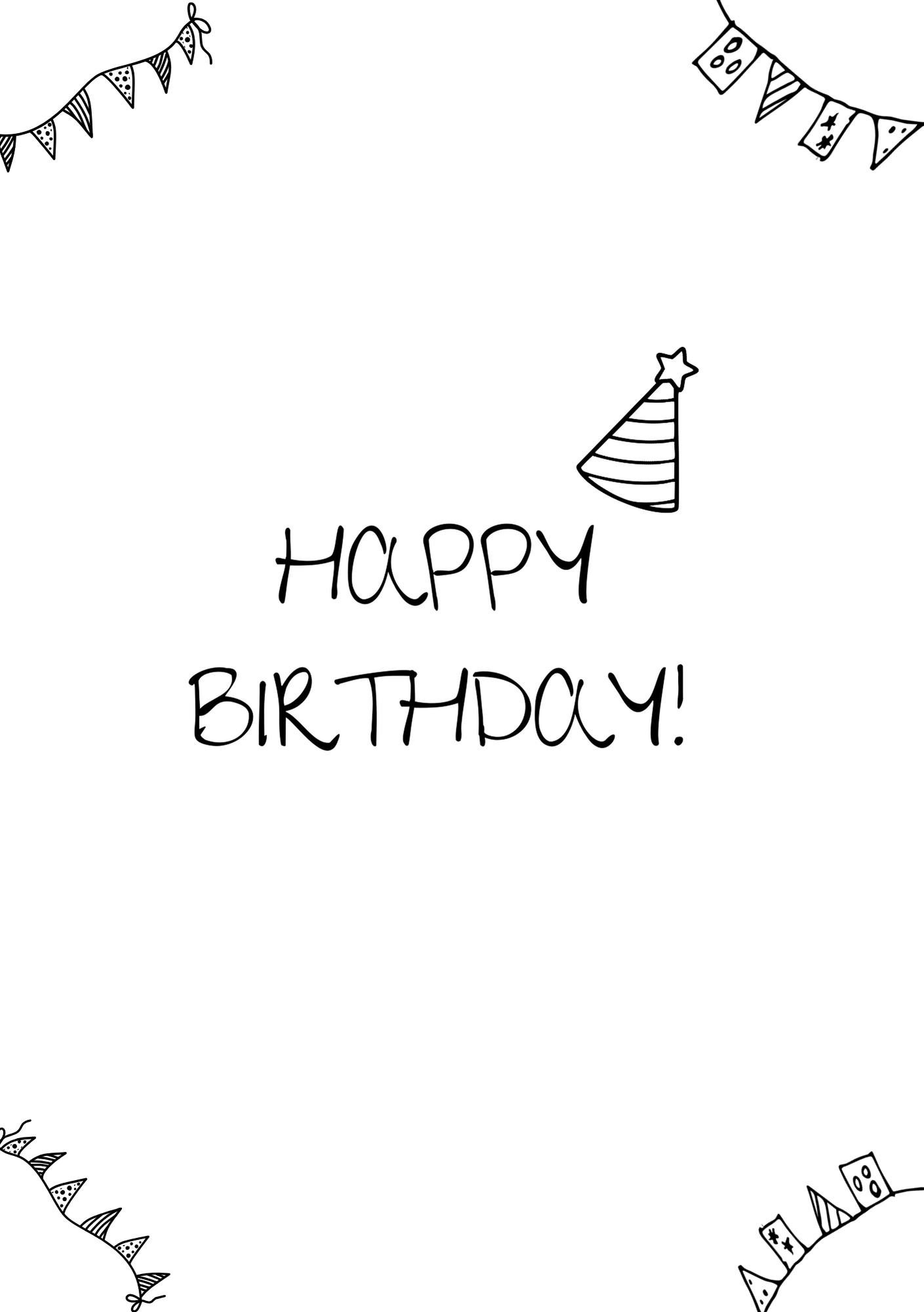 'Black and White Party Hat' Birthday Card