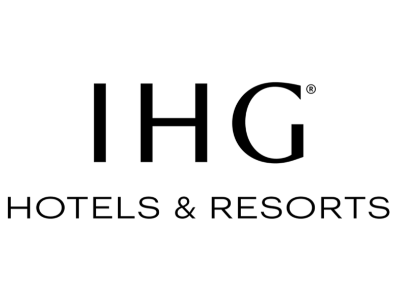 Logo for IHG Hotels & Resorts with large letters IHG and smaller text below saying Hotels & Resorts.