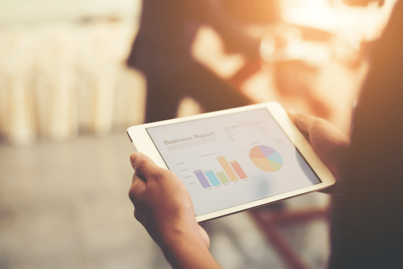 Tablet displaying hotel digital marketing report