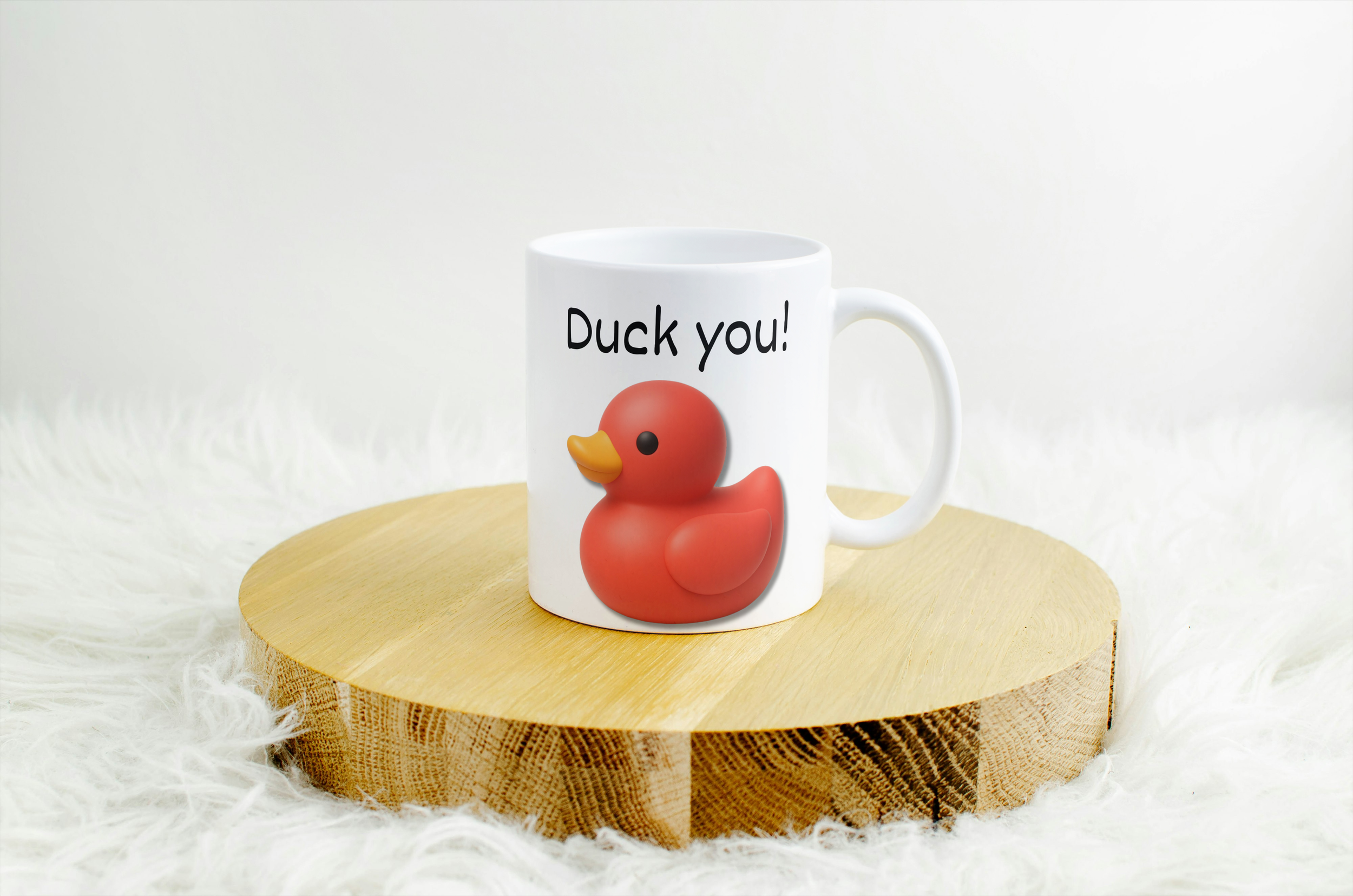 Duck You! Mug and optional coaster set  (Red Duck)