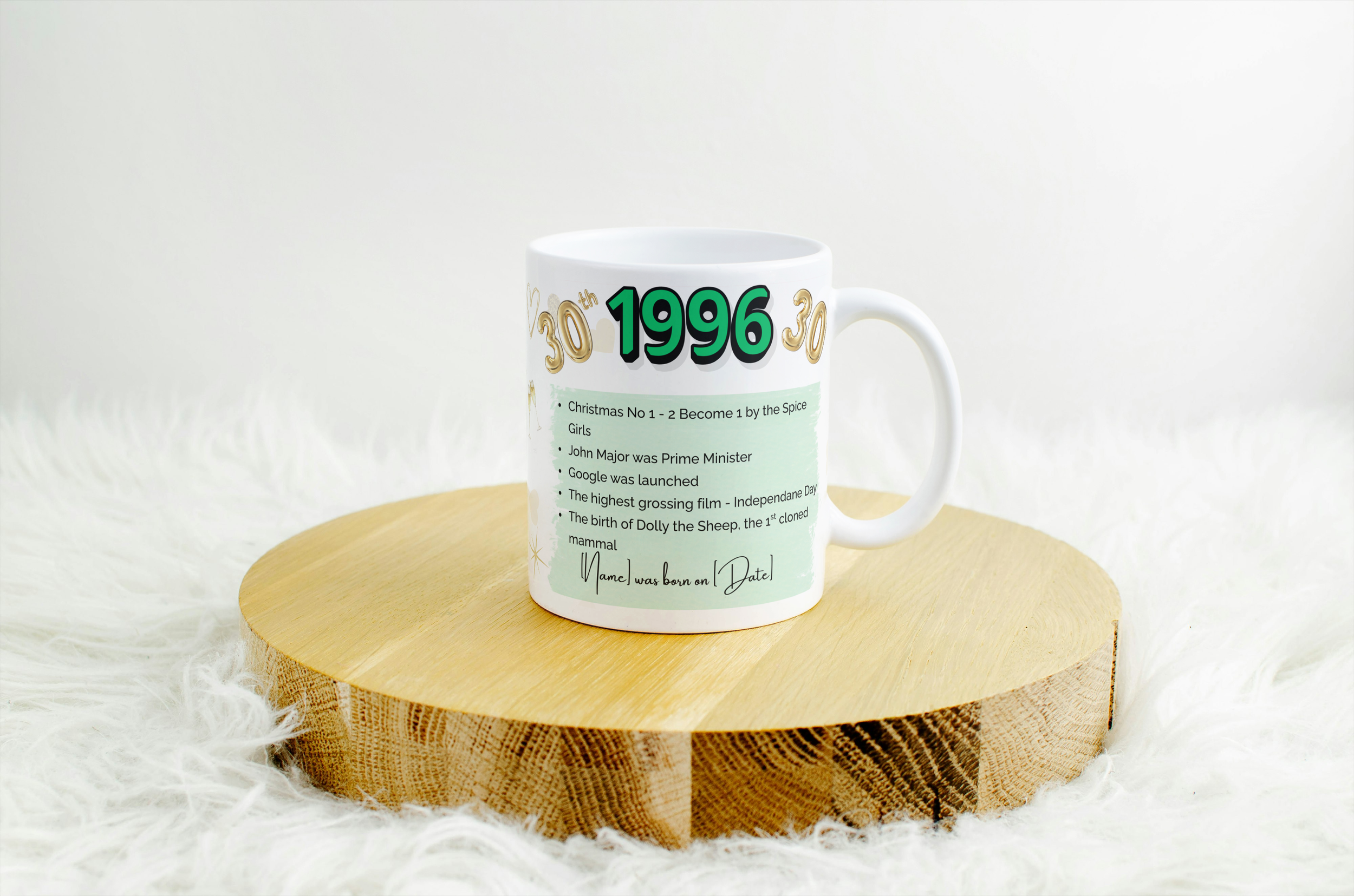 Personalised Mug – 30th Birthday Mug – Born in 1996