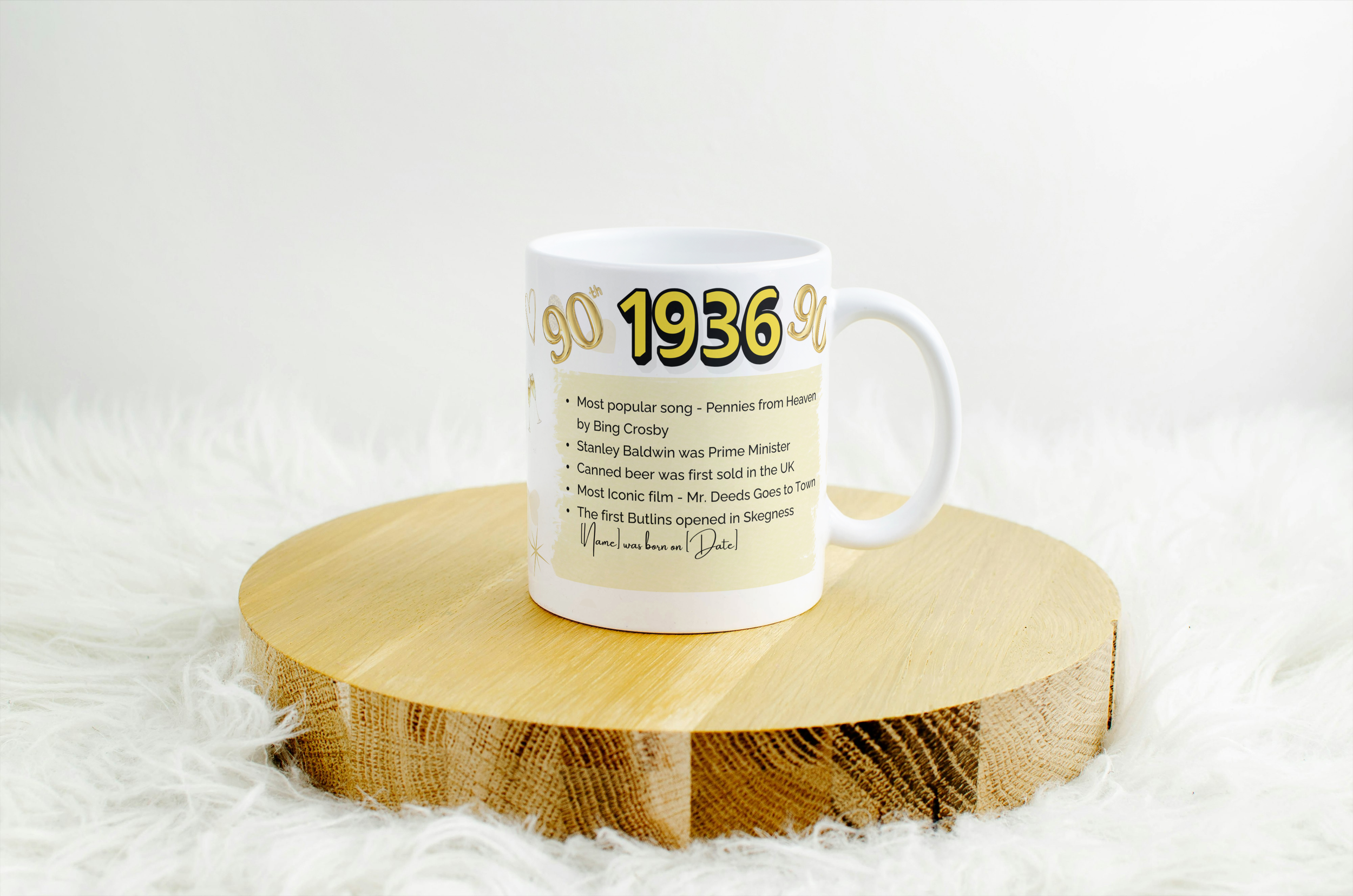 Personalised Mug – 90th Birthday Mug – Born in 1936 (Special Edition)