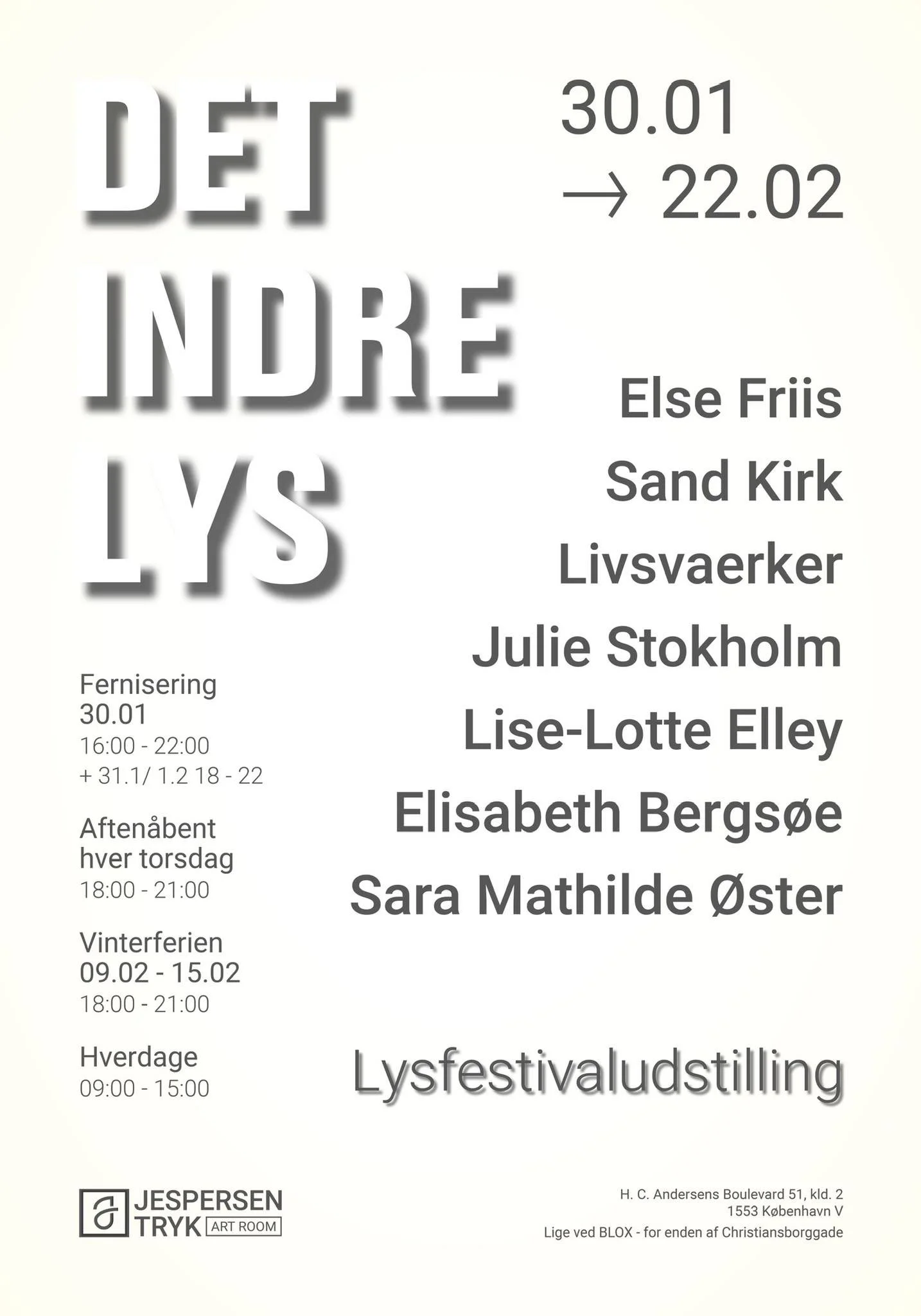 Den 30 januar holder jeg fernisering hos Jespersen Tryk + Digital sammen med 6 andre energiske kunstnere, hvor vi s&aelig;tter fokus p&aring; det indre lys. Jeg gl&aelig;der mig at se dig!👨&zwj;🎨✨