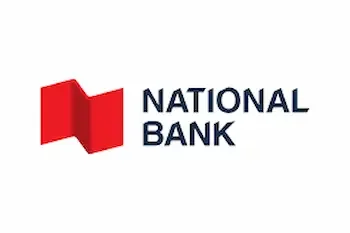 Logo de la Banque Nationale avec un symbole rouge et le texte « NATIONAL BANK »