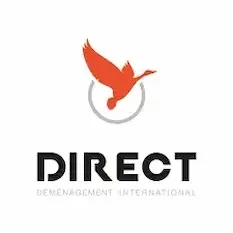 Logo avec un colibri orange au-dessus du mot 'DIRECT' en noir, et le texte 'DÉMARCHEMENT INTERNATIONAL' en dessous.