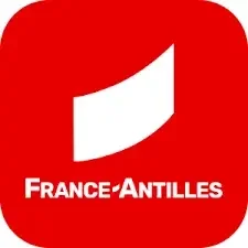 Logo de France Antilles avec un fond rouge et une forme blanche stylisée