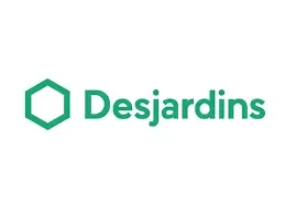 Logo de Desjardins avec une icône hexagonale et le nom en vert