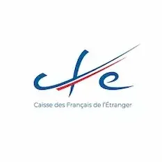 Logo de la Caisse des français de l'étranger, avec un design stylisé et le texte en français.