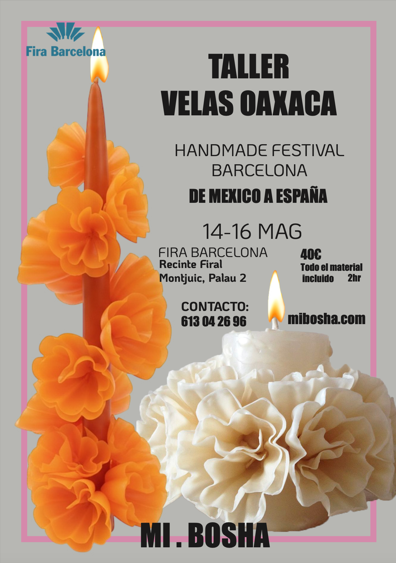 Taller Haz tu propia vela artesanal: flores y relieves en cera