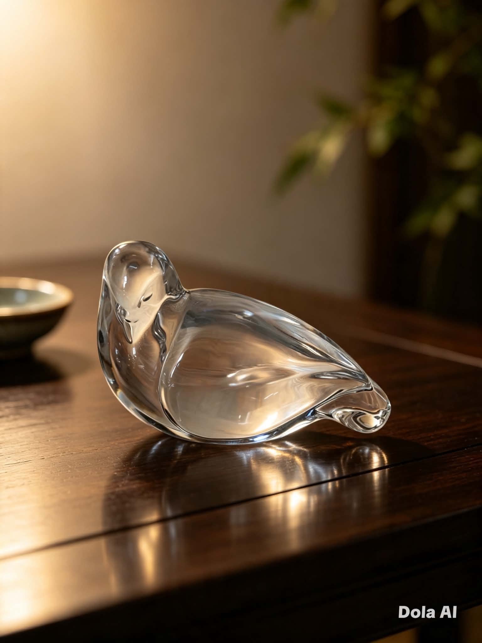 Val St Lambert / Tiffany & Co. Clear Crystal Dove Paperweight