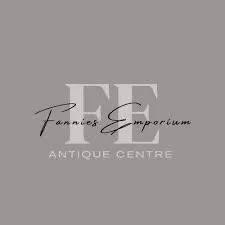 Logo for Fannie Emporium Antique Centre with stylized initials and text on a gray background.