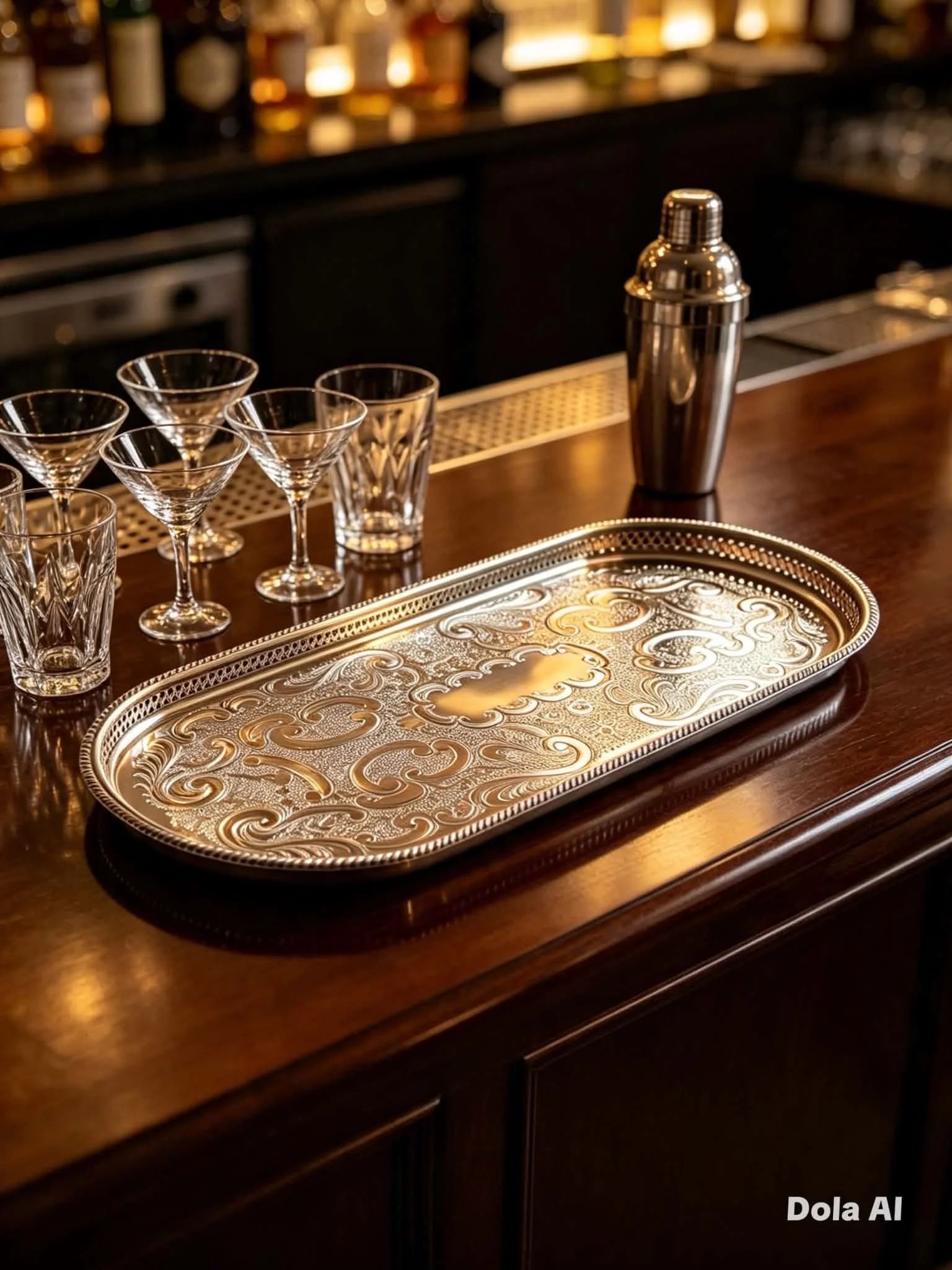 Pepper & Hope Ornate Vintage Silver-Plated Tray