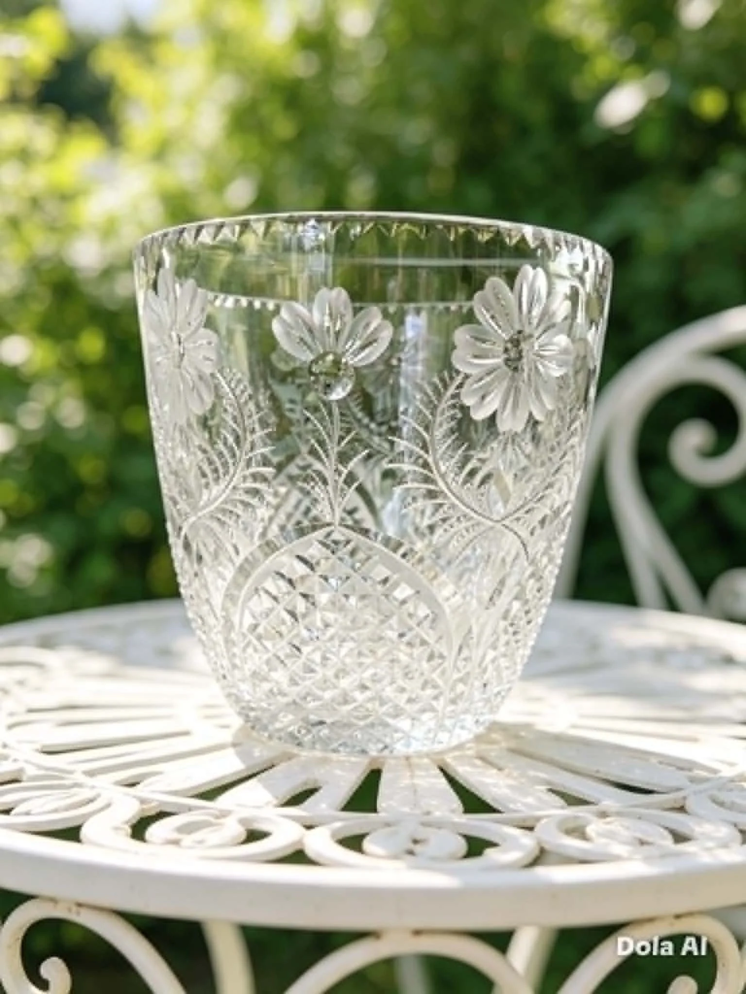 Harbridge Cut Crystal Vase - Floral & Diamond Design