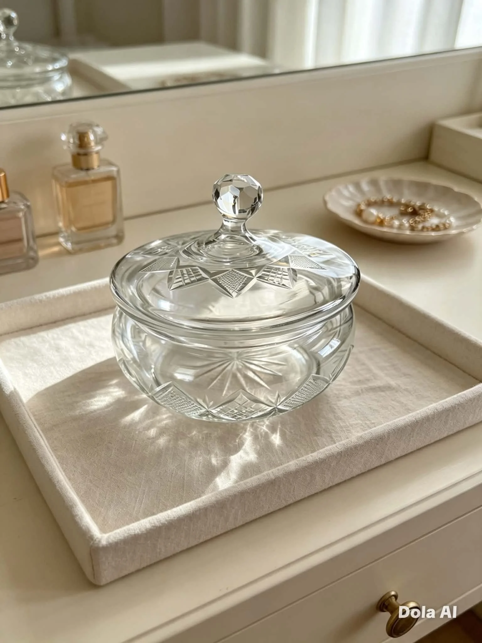 Premium Cut Glass Lidded Trinket/Powder Jar or Bonbonniere - Circa 1920s