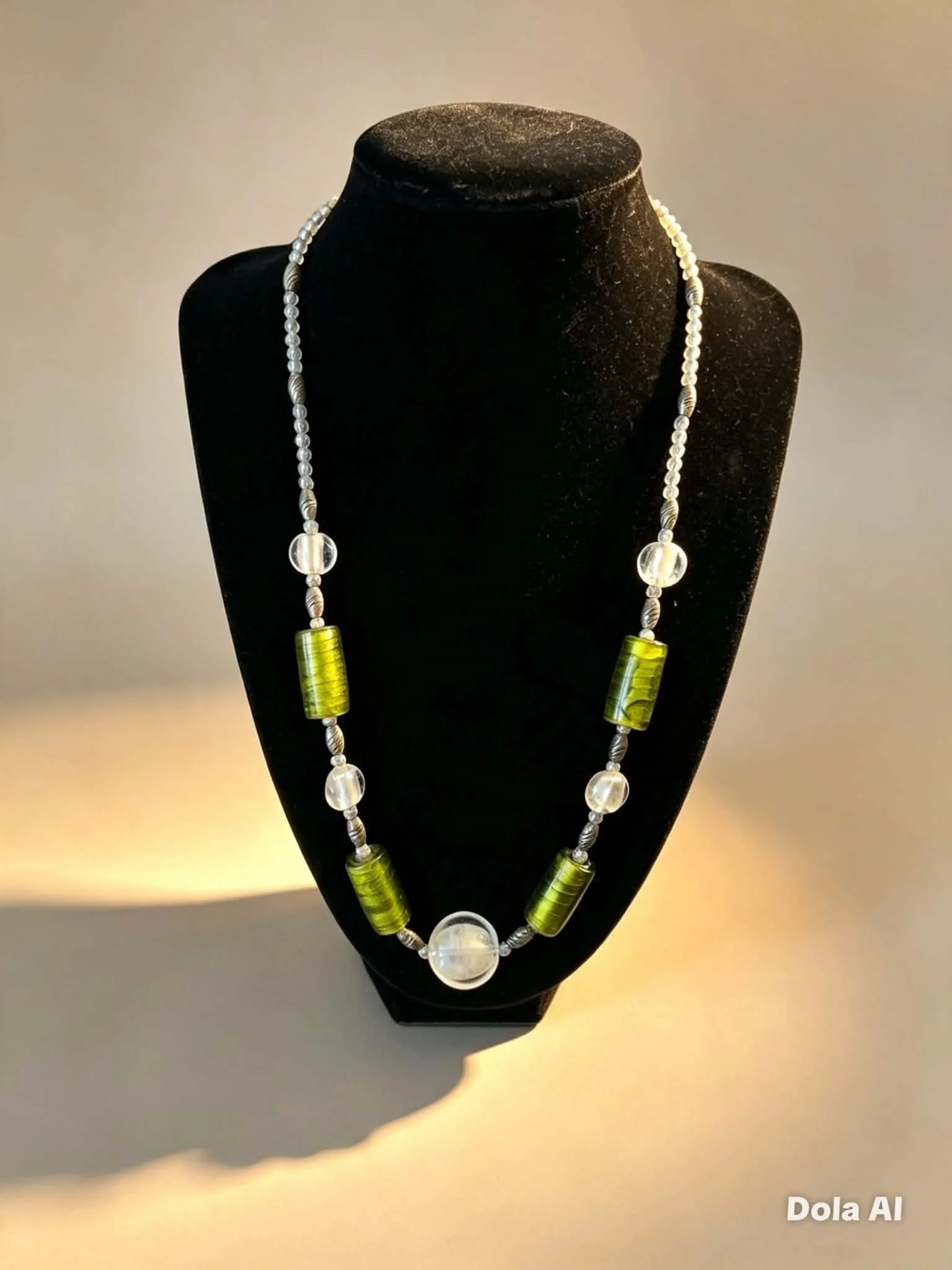 Foil Glass Bead Necklace - 27cms length