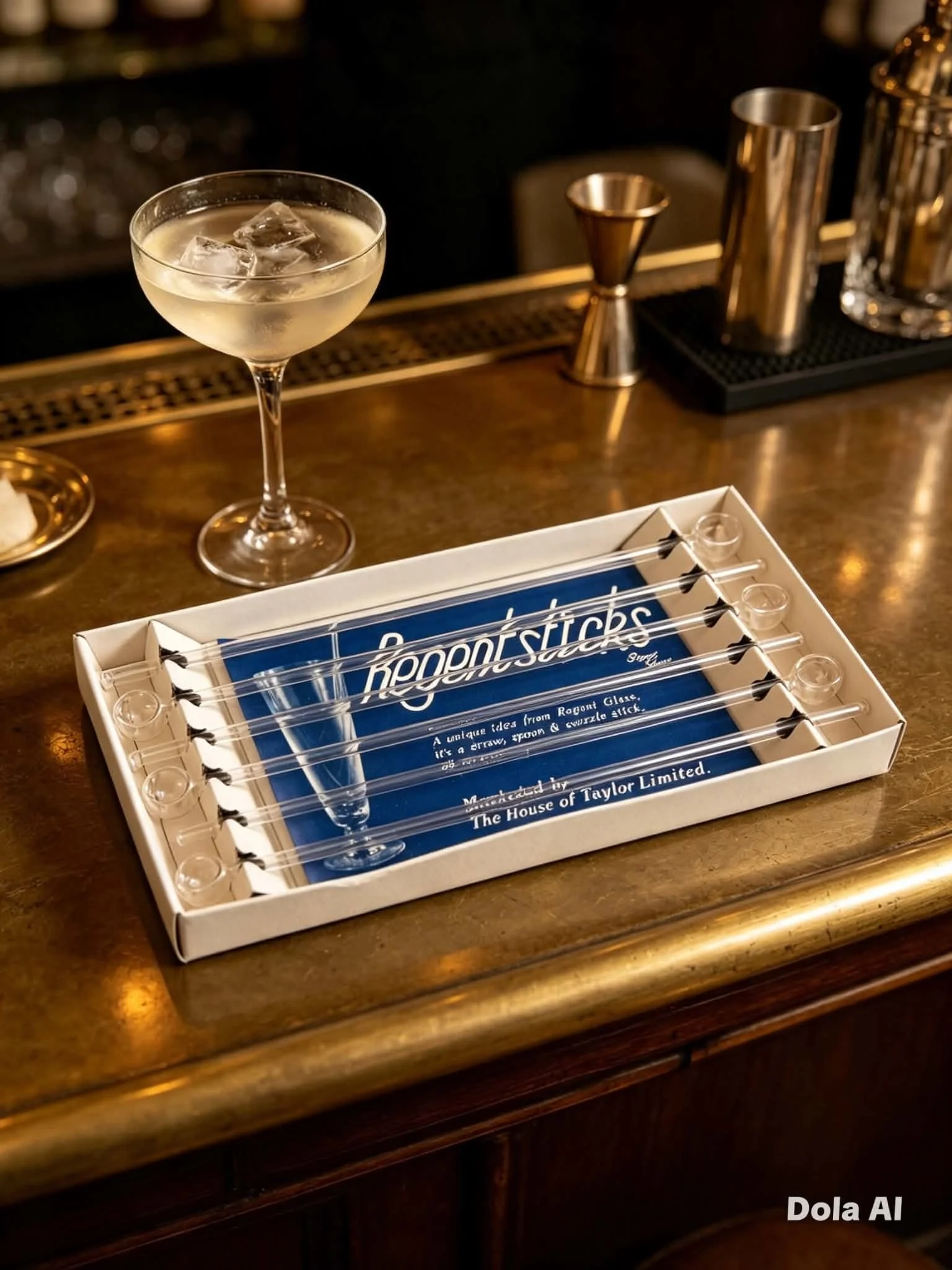 Vintage Regentsticks - Boxed Set of Glass Cocktail Stirrer/Spoon/Straw