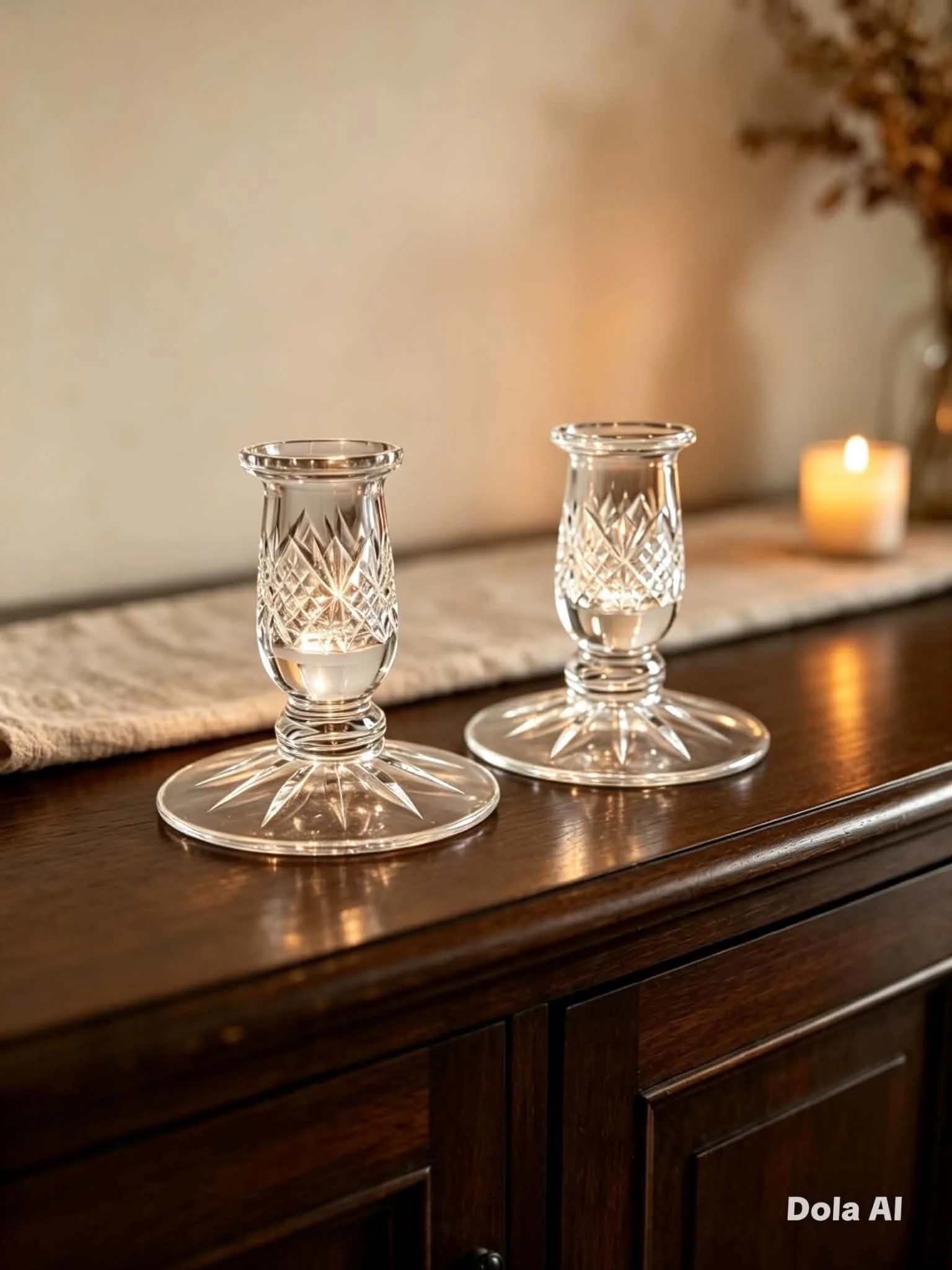 Pair Thomas Webb Cut crystal Candlesticks - circa 1936