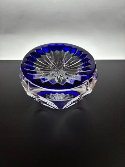 Baccarat Paperweight - Blue Star Cut - Signed