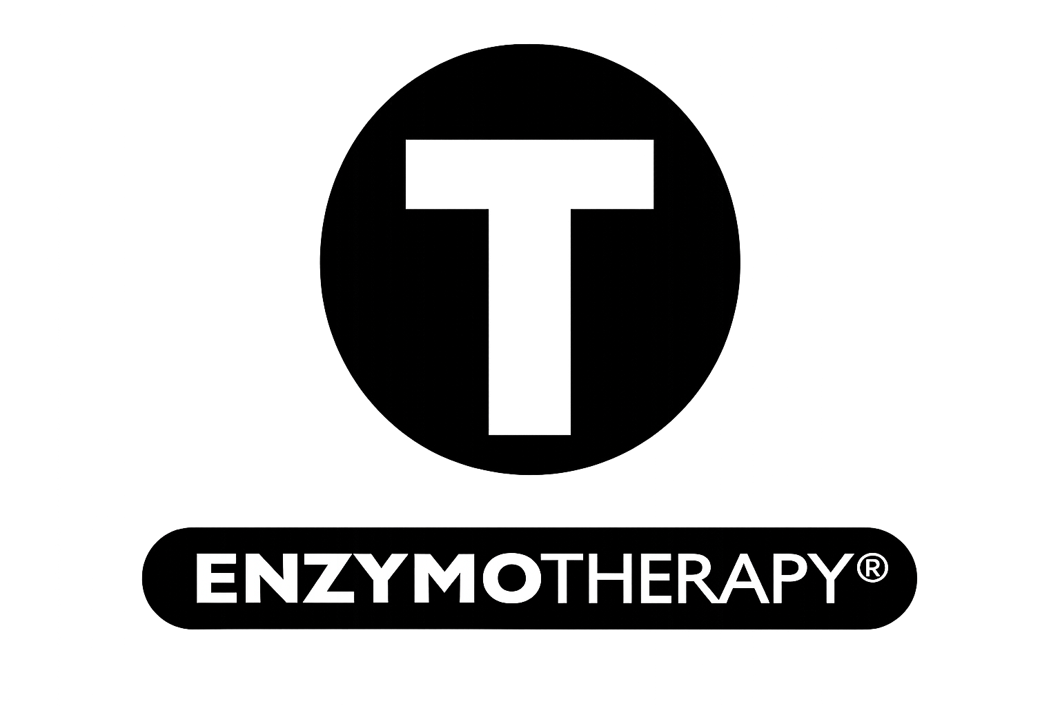 Schwarzes Log mit dem weißen Schriftzug "ENZYMOTHERAPY" der Marke Enzymotherapy