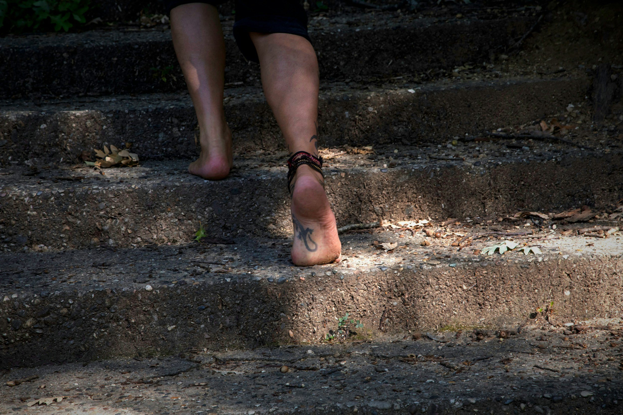 woman taking steps