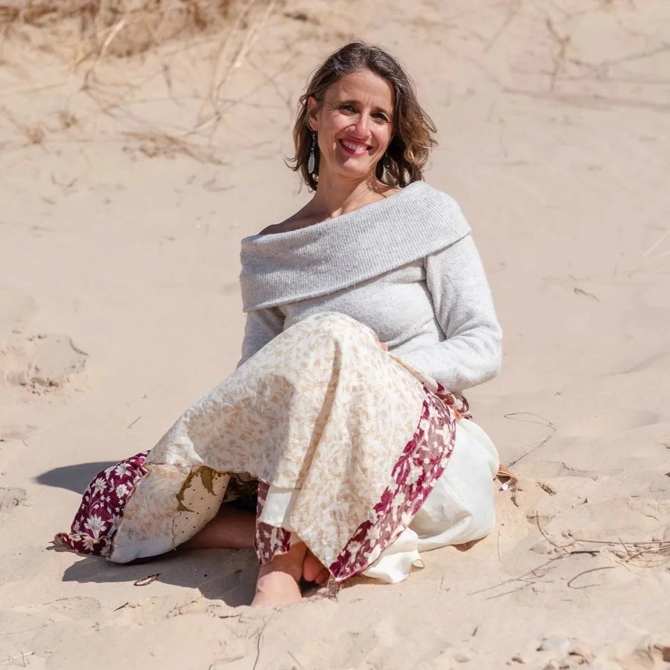 woman embodied , Findhorn beach by the dunes