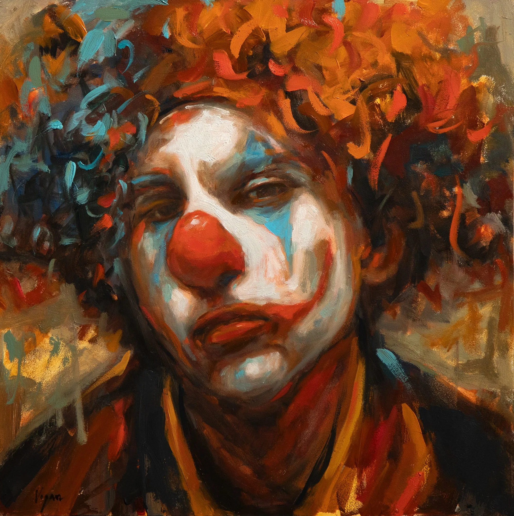 Done Clownin' - Oil on Panel (12x12)