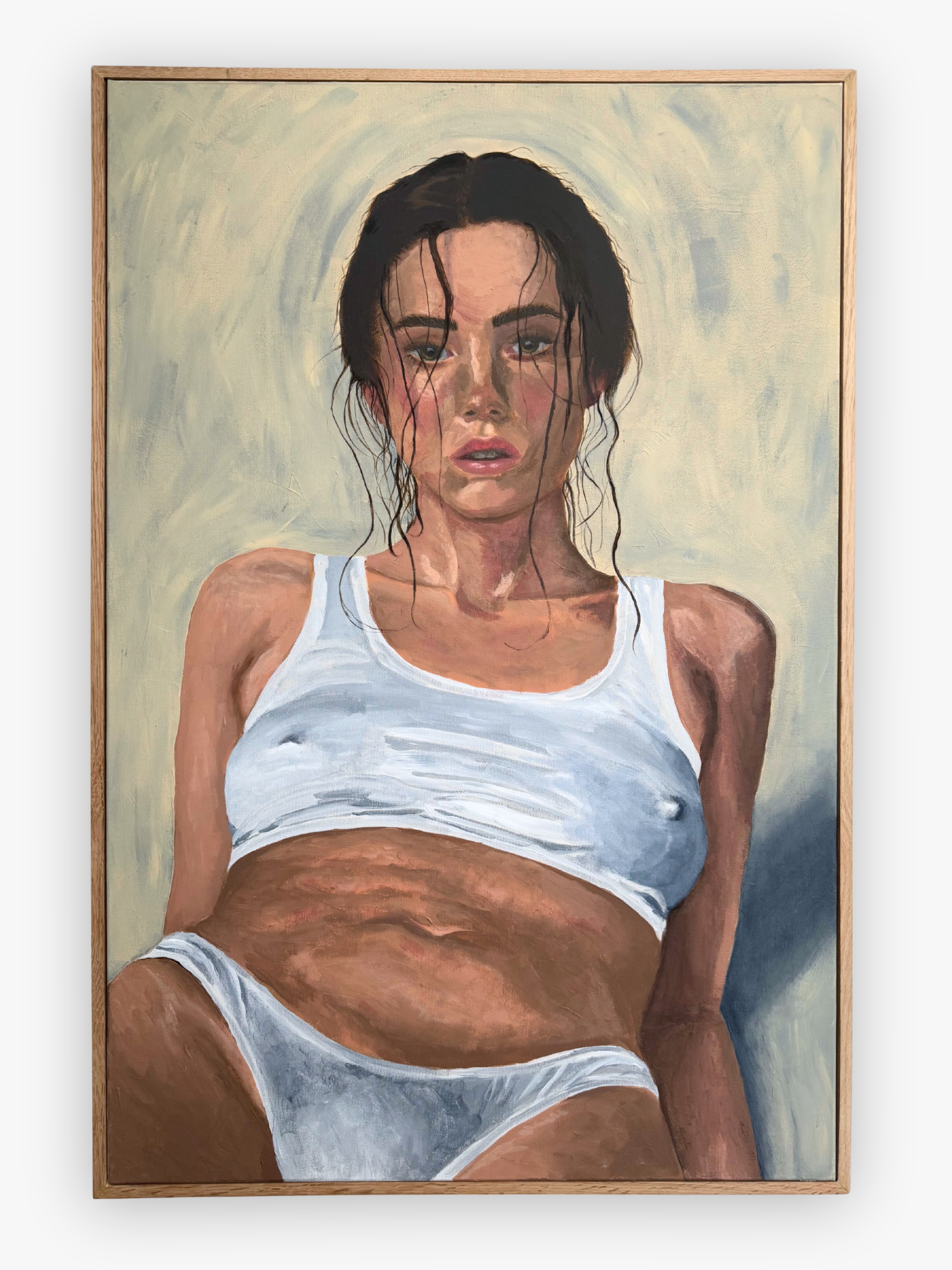 Soft Flesh, 60cm x 90cm, acrylic on canvas, oak frame, 2026