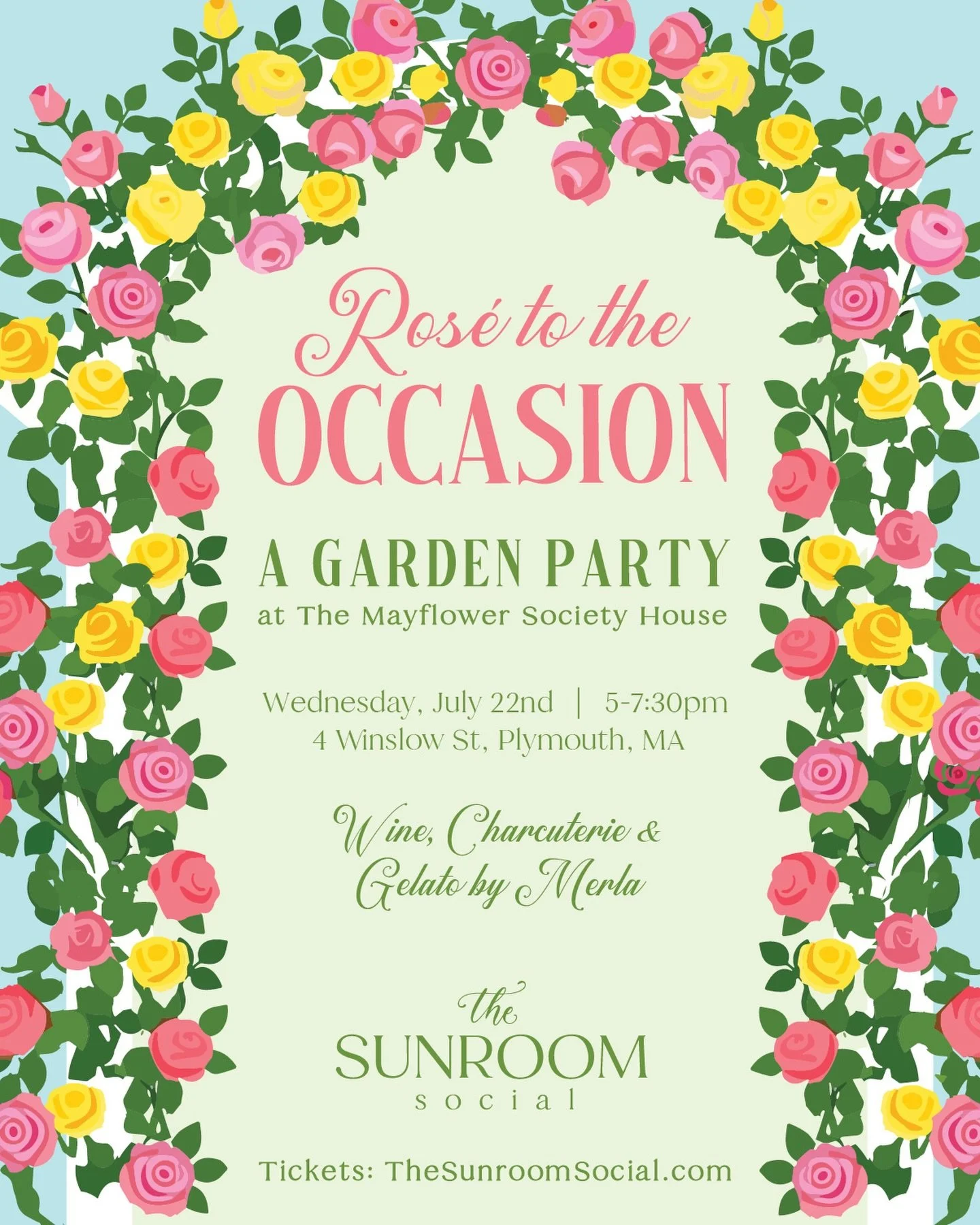 Today feels like a great day to share Ros&eacute; to the Occasion, a garden gathering taking place at the beautiful Colonial Revival Garden at the @mayflowersocietyhouse . With ros&eacute; and white wines poured by @brewsandcips , gelato @by.merla , 