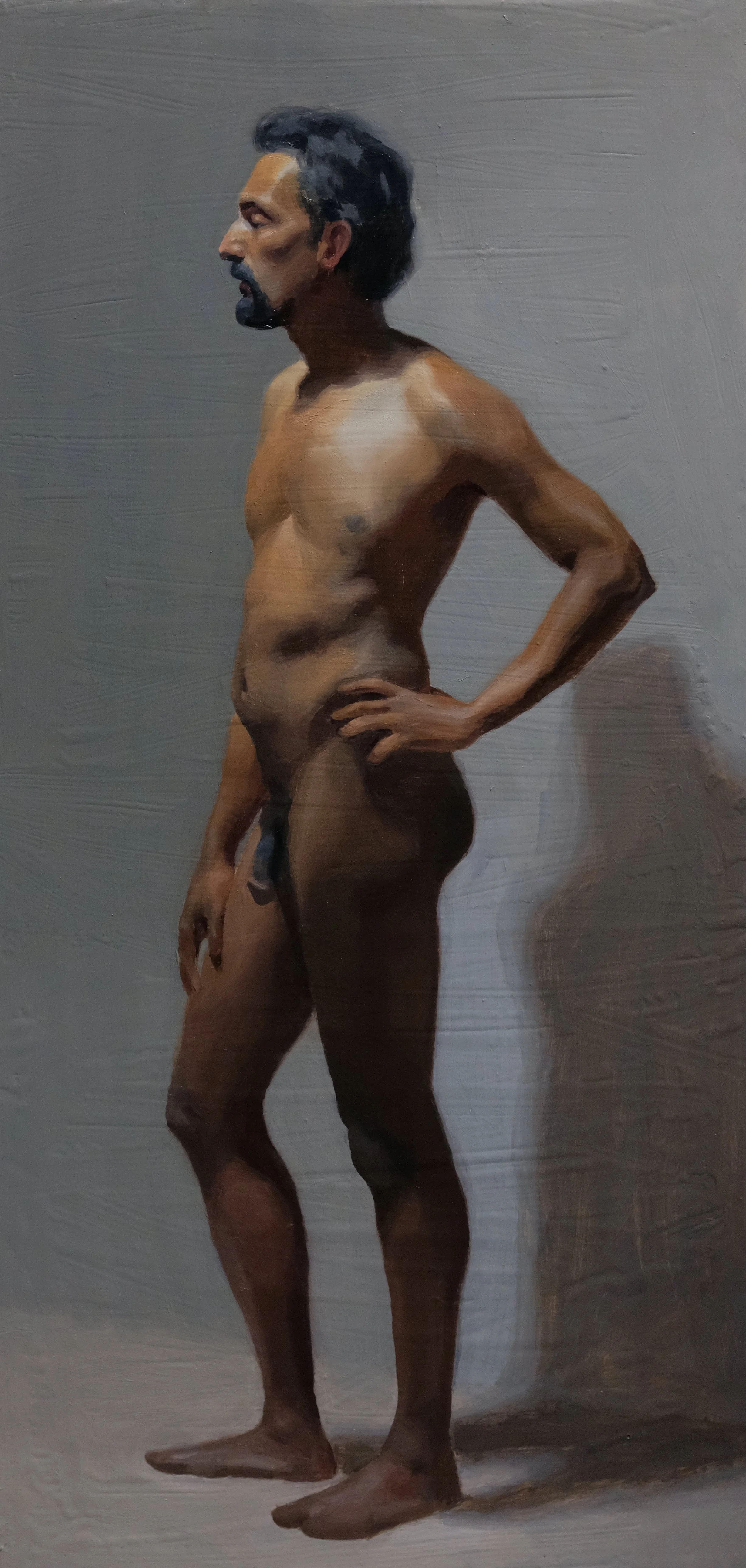 Standing pose, oil painting, 40x80, 1800 euros