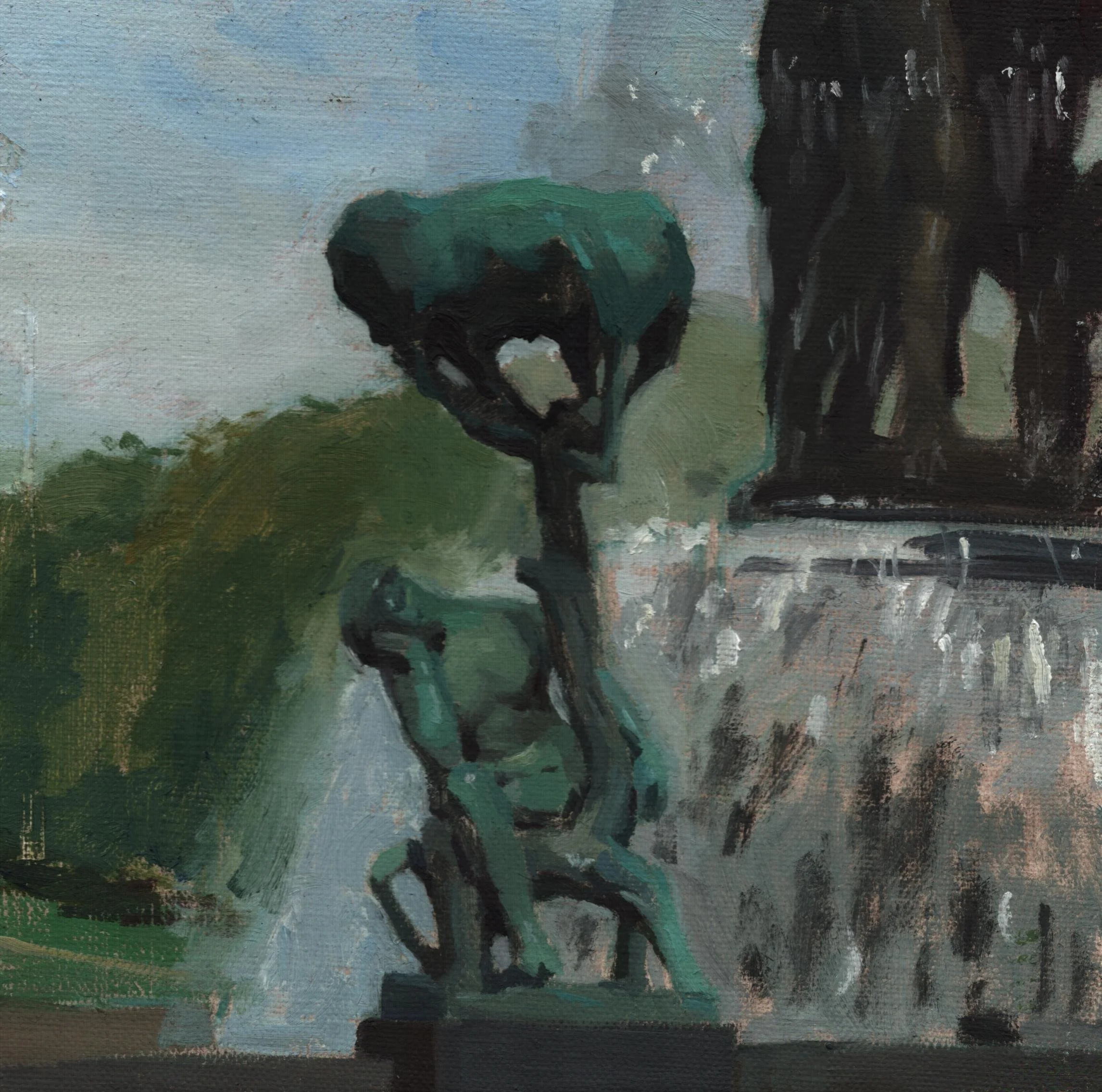 Plein air at Vigeland's park, oil painting, 20x20 cm, 200 euros
